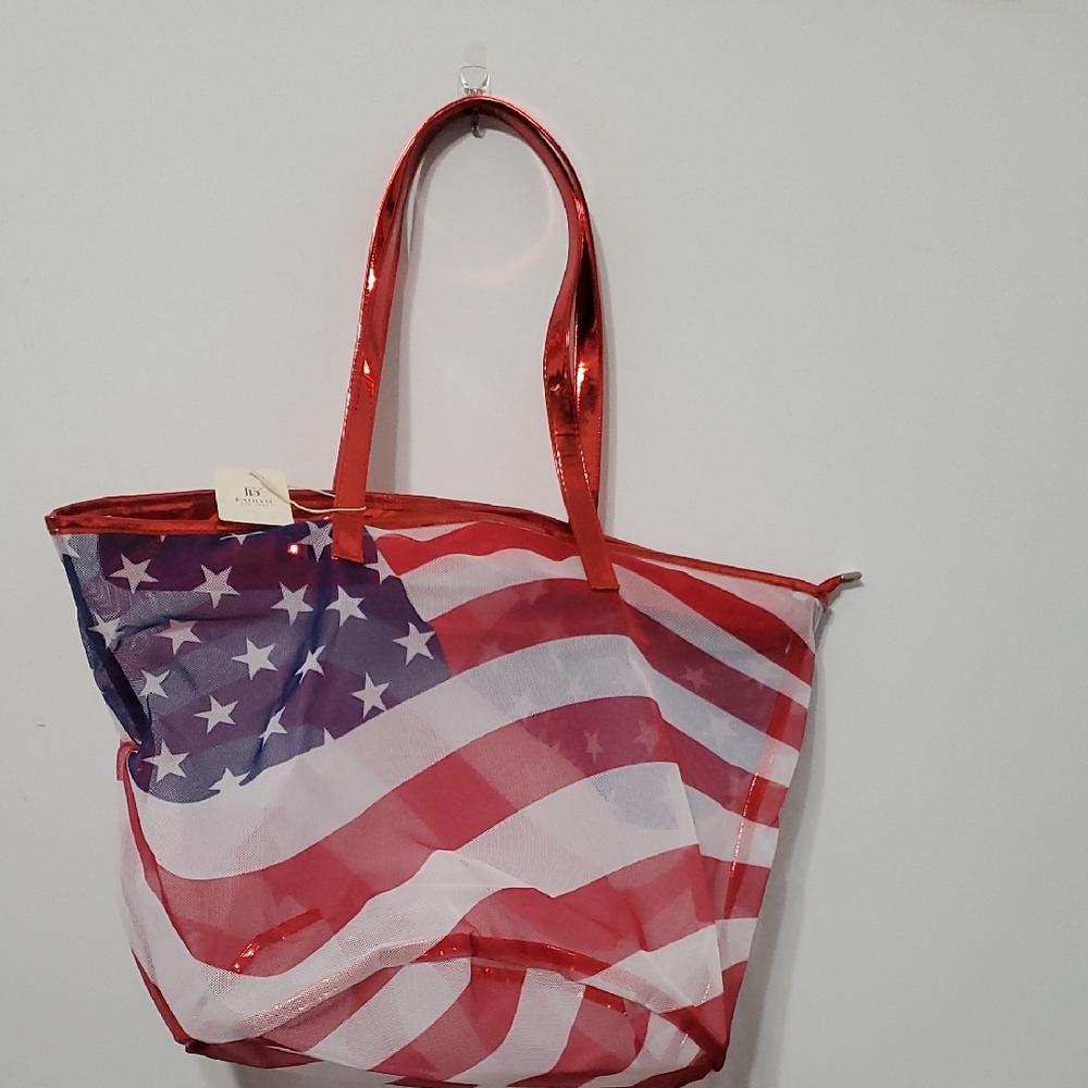 Red and White Patriotic Canvas Tote